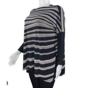 J.Jill Wearever Womens Black  Stripe 3/4 Sleeve Tunic Top Size XL knit oversized